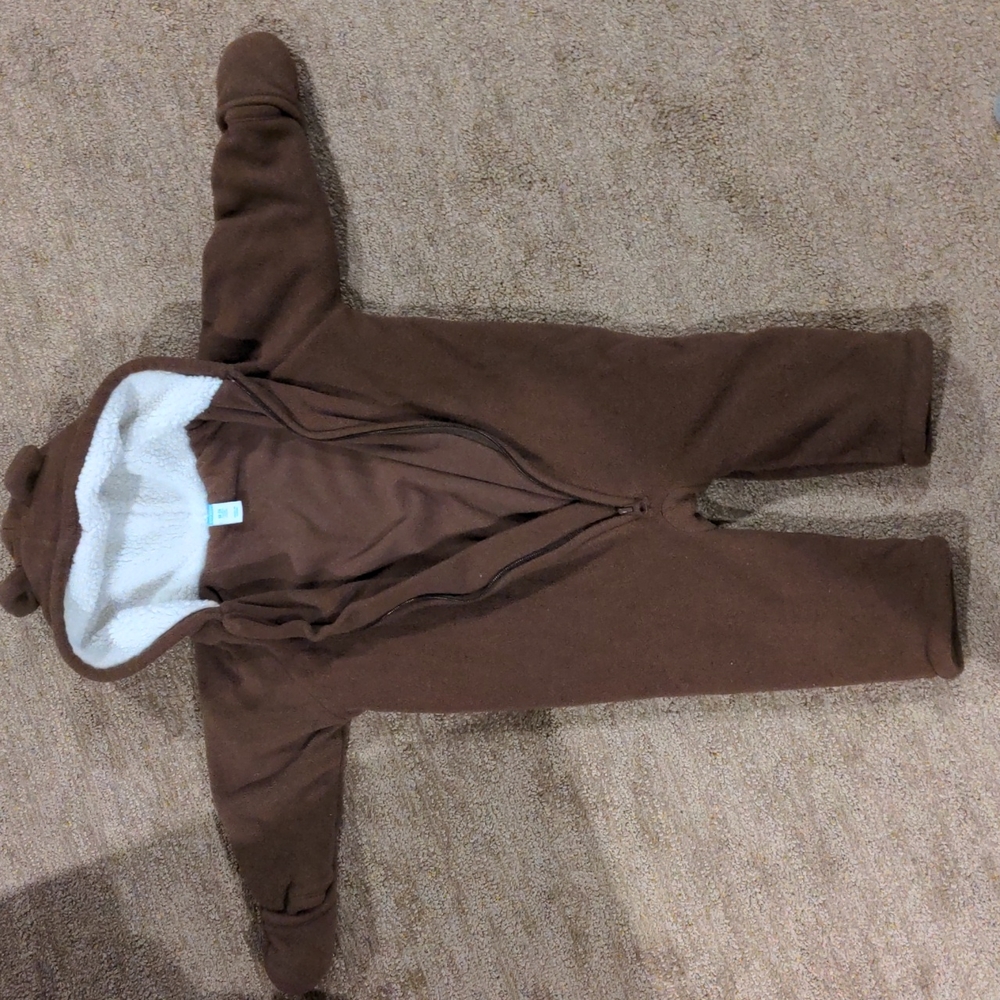 Old navy brown Fleece Hooded Pram 18-24